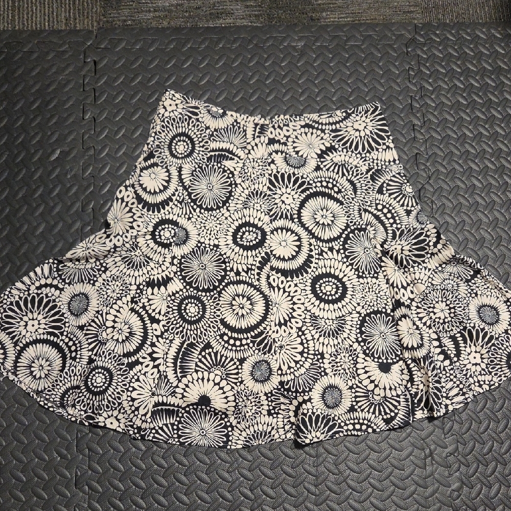 George Black and White Floral Skater Skirt